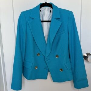 Zara Turquoise Double-Breasted Blazer